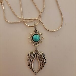 Silver Angel Wing Pendant Necklace